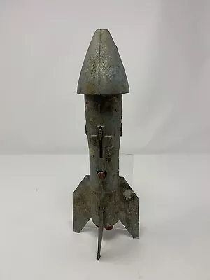 1950s 60s ASTRO METAL 14 INCH MECHANICAL COIN BANK  WORKING ROCKET SHIP • $19.99