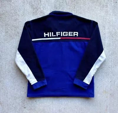 VTG Y2K Tommy Hilfiger Colorblock Fleece Zip-up Windbreaker Jacket XL • $18.99