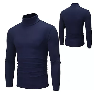 US Mens Turtleneck Pullover Top Longsleeve Jumper Shirt Casual Slim Fit T-Shirt • $12.82