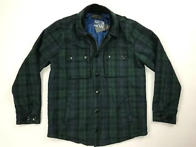 Abercrombie & Fitch Mens Military Jacket Size Medium Insulated Plaid Green/Black • $119.99