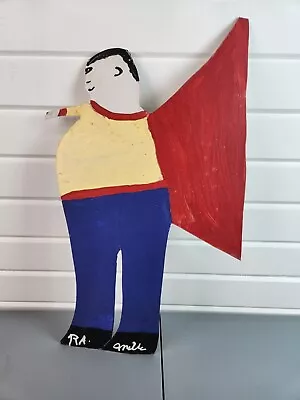 R A Miller Painting On Metal Cut Out Outsider Art Folk Art 17.5  Tall • $300