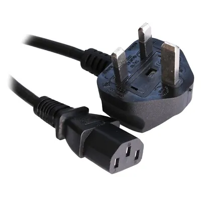 0.5m 50cm UK Power Mains Cable Plug 5 Amp Fused To IEC C13 Socket Female BLACK • £6.12