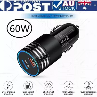 60W 2 Port Car Phone Charger Dual USB A C PD Metal 12V Cigarette IPhone Charging • $12.40