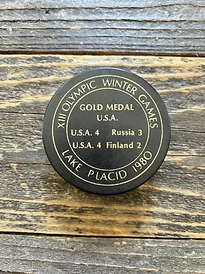 Lake Placid Miracle On Ice 1980 Olympic Winter Games USA Russia HOCKEY PUCK • $79.99