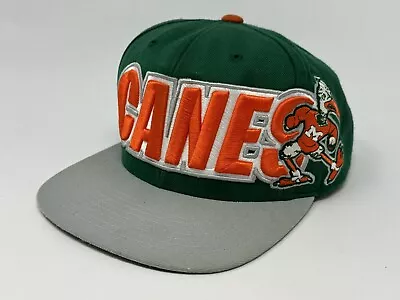 Miami Hurricanes Big Letters Mitchell & Ness College Vault Green Snapback Hat • $24.99