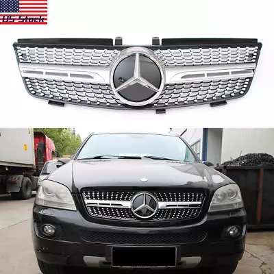 Chrome Diamonds Grille For Mercedes Benz W164 2005-2008 ML350 ML500 W/3D Emblem • $78.85