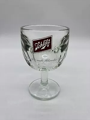 Vintage SCHLITZ BEER Glass Thumbprint Goblet The Beer That Made Milwaukee Famous • $21.50