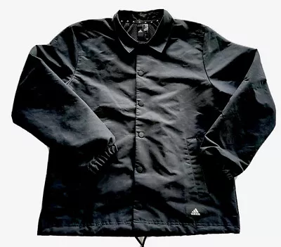 Mens Adidas Prime Green Black Coach Jacket Medium Button Up Light Bomber Jacket • $24.90