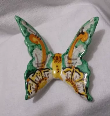 Sicilian Ragusa N Caltagirone Italy Ceramic Pottery Green Butterfly Signed • $40