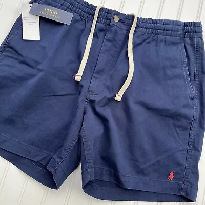 Polo Ralph Lauren Cotton Shorts Mens Large Elastic Drawstring Navy Front Pony  • $40