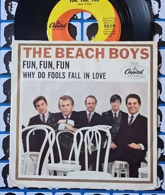 The Beach Boys Why Do Fools Fall In Love Fun Fun Fun USA 1964 PS 7  Vinyl • $40