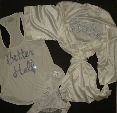 NWT Victoria's Secret TANK+ROBE BRIDAL White BRIDE Blue BETTER HALF I DO • $119.99