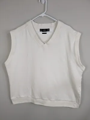 Vintage Nike Golf Sweater Vest Men's 2XL White Stretch Swoosh • $19.60