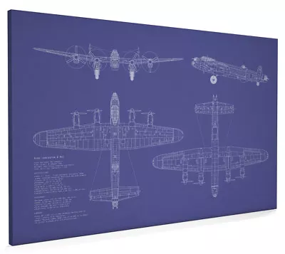 Avro Lancaster Bomber Blueprint Box Canvas And Poster Print (133) • £13.99