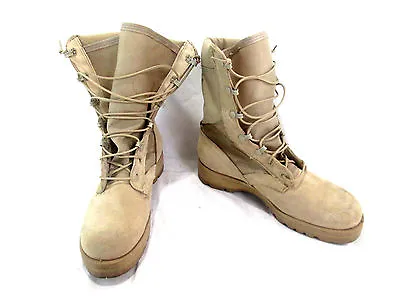 Military Hot Weather Boot Leather And Nylon Size 6.5 R Tan Vibram Rubber Sole • $59.99