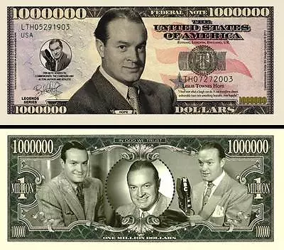 Bob Hope Million Dollar Bill Play Funny Money Novelty Note + FREE SLEEVE • $1.69