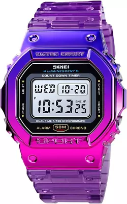 Womens Watch Gradient Color Silicone Plating Digital Electronic Waterproof Sport • $30.61