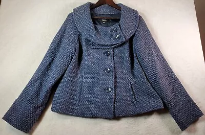 Mossimo Jacket Women Size XL Blue Wool Pockets Long Sleeve Collared Button Front • $26.38