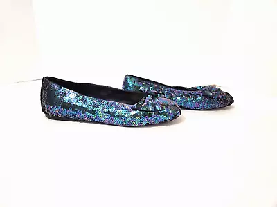 Vtg Lacy Afternoon Mermaid Sequins Flats Bows Ballet Shoes Women's 8.5 M • $29.99