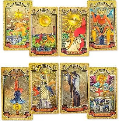 Tarot Cards 78 Luxury Gold Foil Tarot Deck With Guide Book Tarot PVC Durable • $22.12
