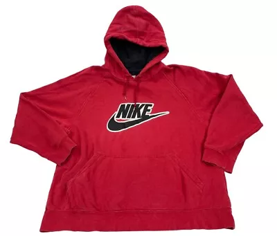 Nike Red Swoosh Hooded Sweatshirt Hoodie Pullover Men's XL • $29.74