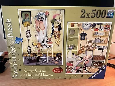 Ravensburger 2 X 500 Piece Jigsaw Puzzles Crazy Cats In Household Heaven • £6