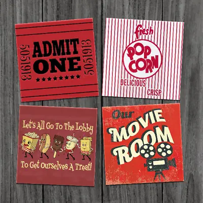 Vintage Movie Theater Sign - Movie Room - Drink Coasters (Made In USA) • $24