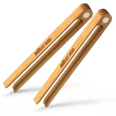 Magnetic Wooden Toaster Tongs 8.7  Kitchen Accessory For Cooking Bread Toast • $15.99