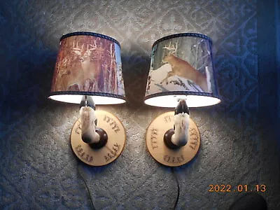 Hand-made Pair Of Deer Hooves Rustic Wall Sconces W/shades Cabin Decor! • $44.95