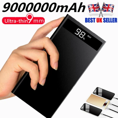 £16.49 • Buy 9000000mAh Ultra-thin Portable Power Bank USB External Battery Charger Universal