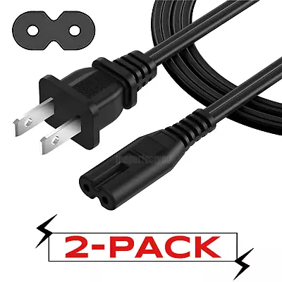 2-Pack AC Power Cord 2 Prong Cable 2-Slot Figure 8 For TV PS3 PS4 PS5 XBOX PC • $3.49