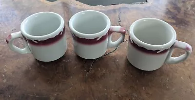 Sterling Vitrified China East Liverpool Ohio Red Wave Mugs 1940s Set Of 3 • $34.90