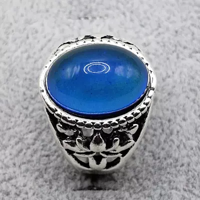 Silver Mood Ring Vintage Emotion Feeling Temperature Oval Color Change Ring • $11.99