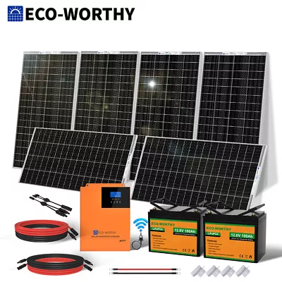 1000W Watt Bifacial Solar Panel Kit MPPT System & Lithium Battery Home Off Grid • £1199.99