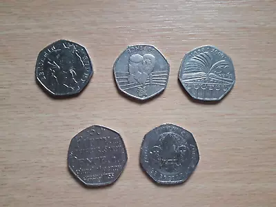 Collectable 50p Pence Coins Joblot Of 5 Circulated Coins. • £3.99