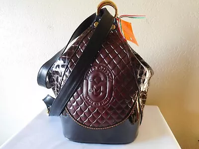 New MARINO ORLANDI ITALY Backpack SLING Shoulder Patent Embossed Leather Bag • $339.99