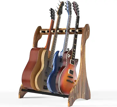 Guitar Stand For Multiple Guitars Wood Guitar Rack For 8 Electric Guitar Or Bas • $59.87