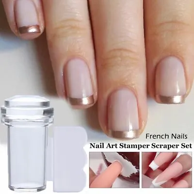 Mold DIY For French Tips Transparent Jelly Silicone Nail Stamper Scraper Set • $3.97