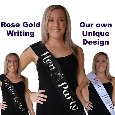 Hen Party Sashes Bachelorette Party Decorations Bride To Be Sash Rose Gold Hens • $10.99