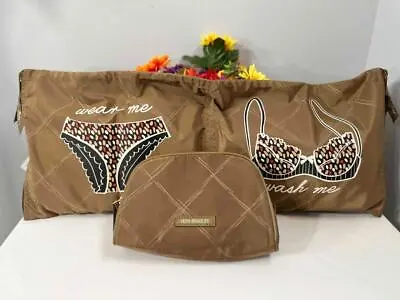 NWT VERA BRADLEY Wash & Wear Organizer Pouch & Cosmetic Bag In Toast Brown Nylon • $45.89