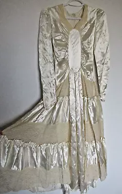 Vintage 1940 1930 Ivory Satin Wedding Dress • $89