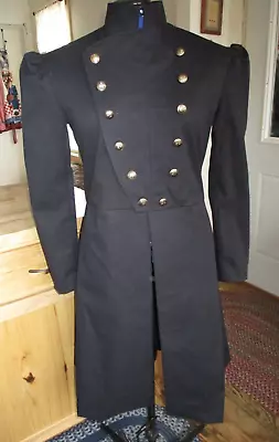 Mens' Sz Sm/M (36-38 Ch-30-32  W) Mid-1800's Civil War Era Black Frock Coat • $179