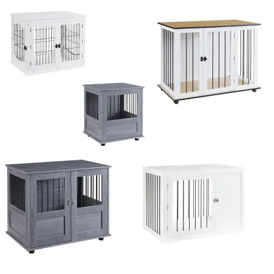 Furniture Style Dog Crate Puppy Cage End Table Pet Kennel House With Doors • £39.99