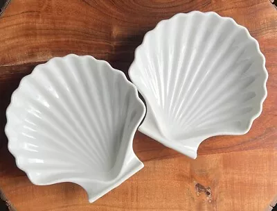 Set Of 2 Vintage Ceramic Scalloped Seashell Dish Bowls Japan Oven Proof 6.5” • $19.95