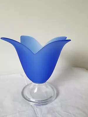 Blue Coloured Glass Vase Floral Petal Shaped • £10.40