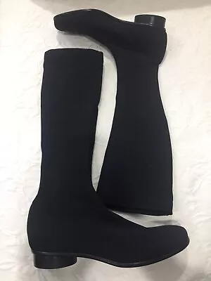 Anne Klein Vintage Black Elastic Knee High Boots Size 7.5 Excellent Condition • $85