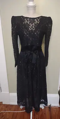 Vintage 80's HALSTON III Black After 5 / Evening Dress Women's Size 6 • $100