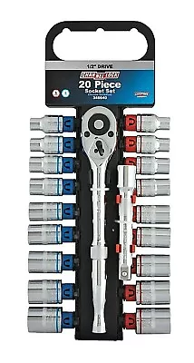 CHANNELLOCK Ratchet Socket Set 20 Pc 1/2 Drive Metric SAE Chrome TWN 346640 • $64.98