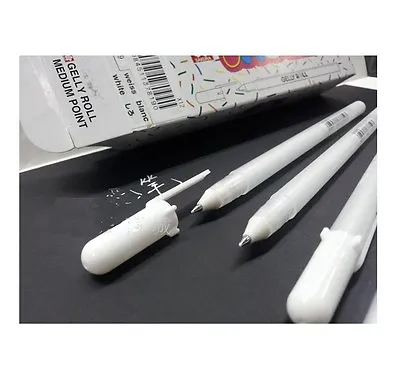 6 X Sakura Gelly Roll White Gel Pen Medium XPGB-M - Cheapest On EBay!! • £6.99