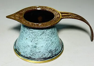 Vintage Jewish Memorial Brass & Enamel Candlestick Holder Oppenheim Israel RARE! • $34.19